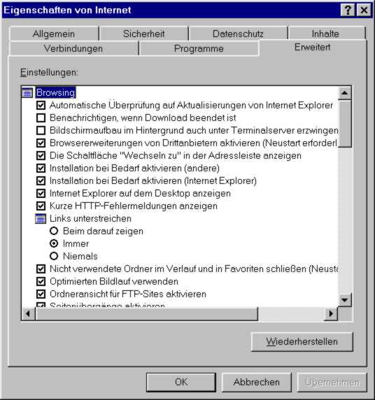 Internet Explorer einstellen (1)